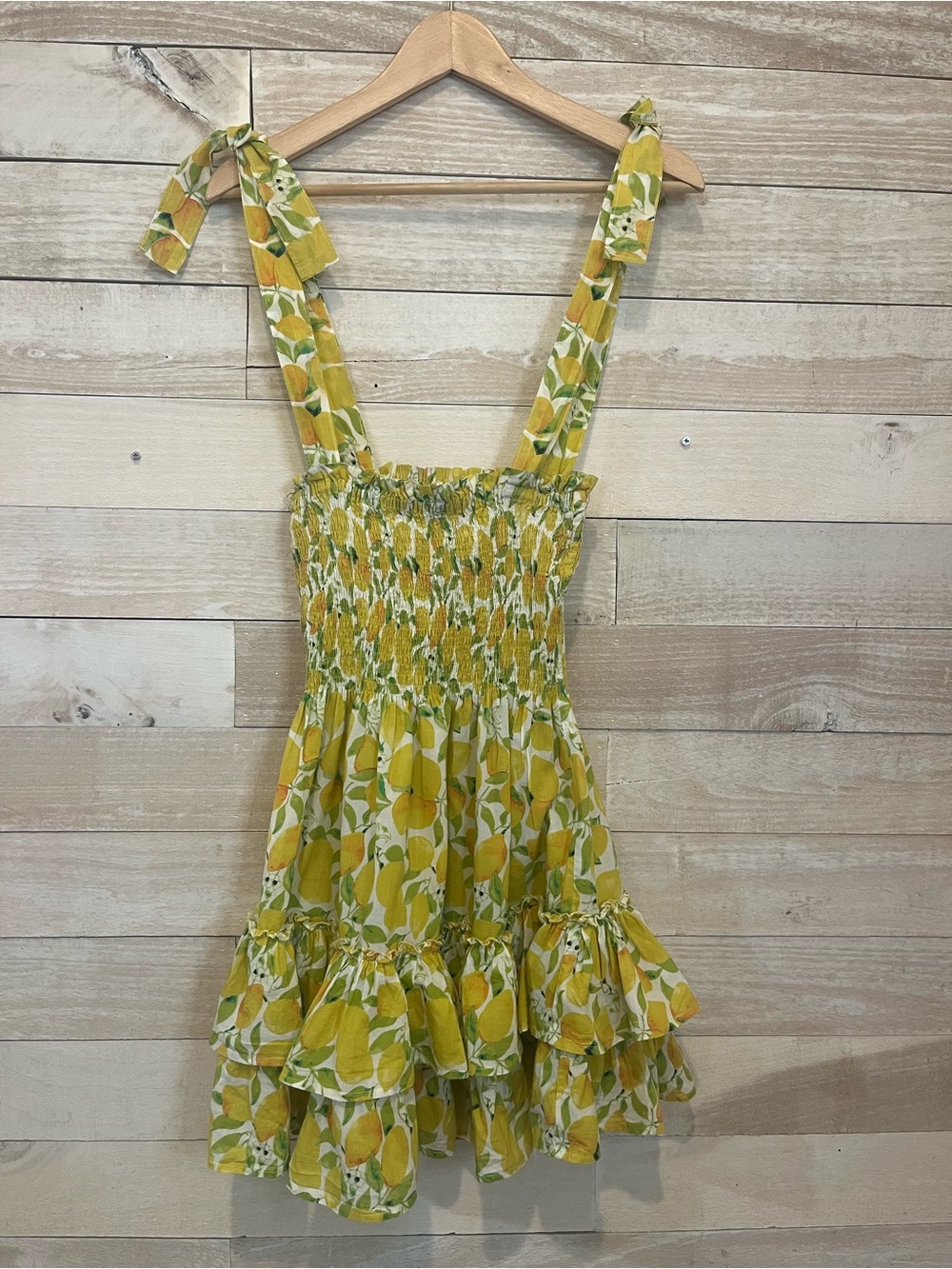 CB Positano Lemon-Print Yellow Tie-Shoulder Maxi Dress Made in Italy